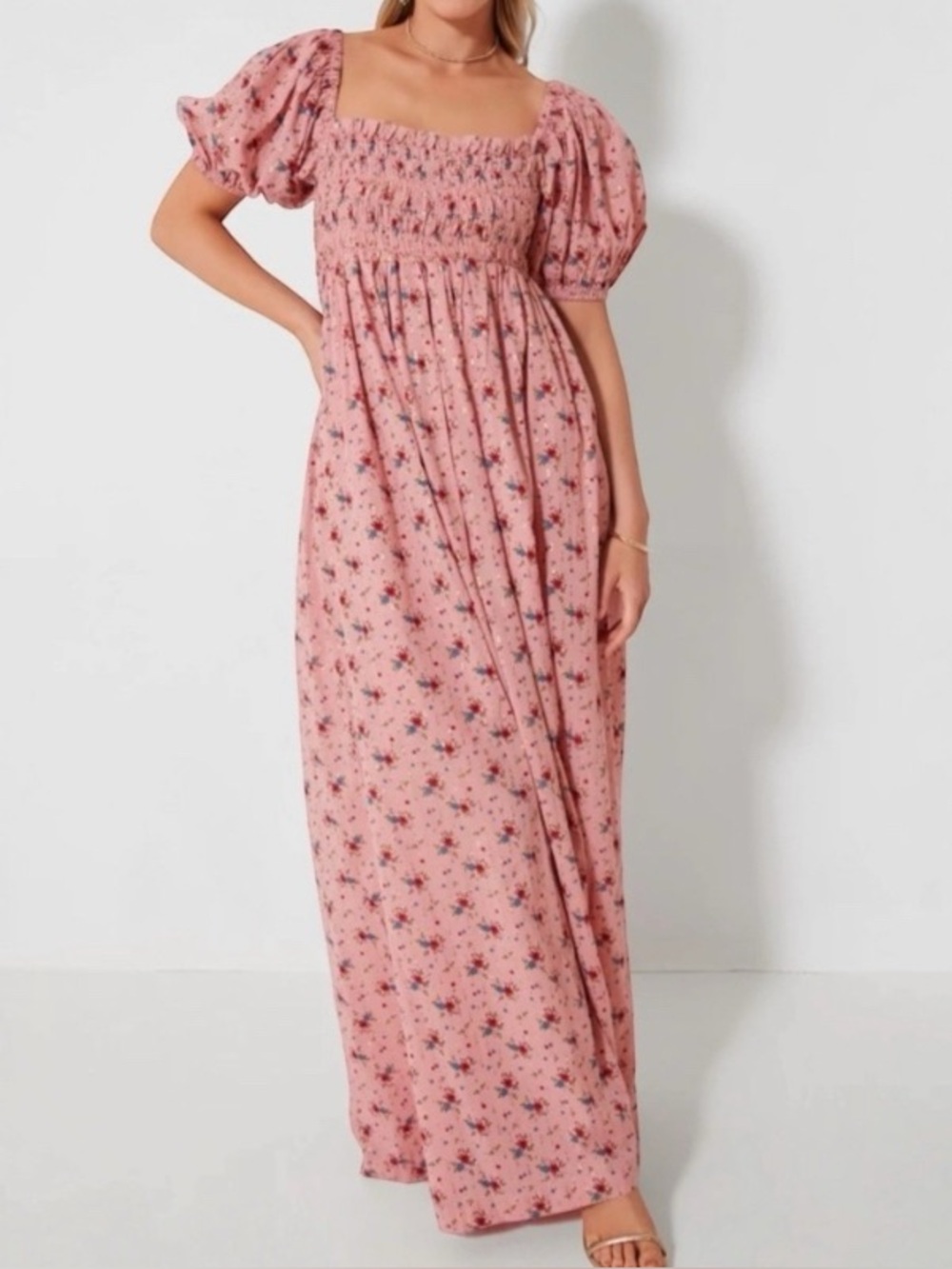 Eddy Aurora Puff Sleeve Maxi Dress Primrose Bouquet Floral Size XS